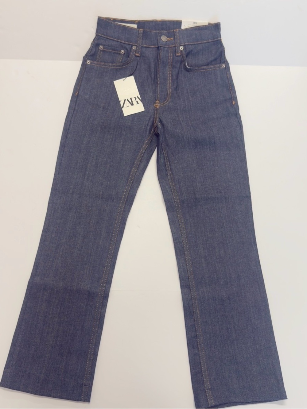 Zara Signature Denim Boot Cut Cropped Jeans in Rinse Color Size 2 / 34 NWT